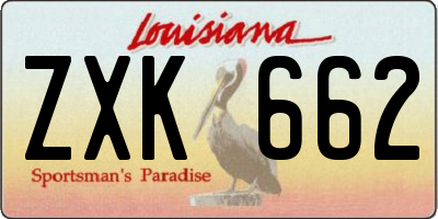 LA license plate ZXK662