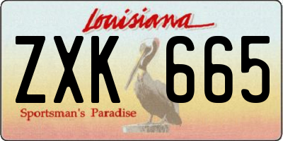 LA license plate ZXK665