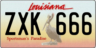 LA license plate ZXK666