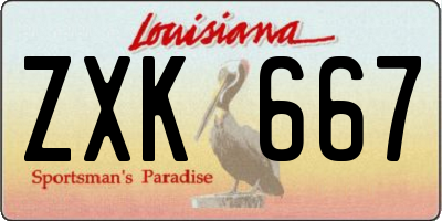 LA license plate ZXK667