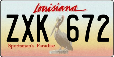 LA license plate ZXK672