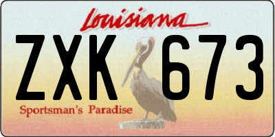 LA license plate ZXK673