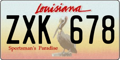 LA license plate ZXK678