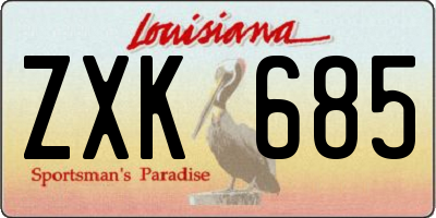 LA license plate ZXK685
