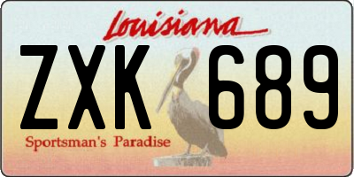 LA license plate ZXK689