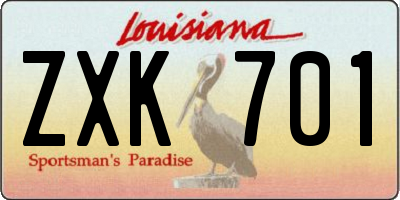 LA license plate ZXK701