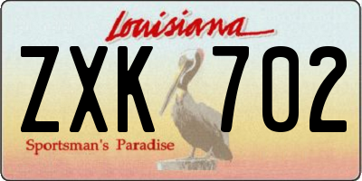 LA license plate ZXK702