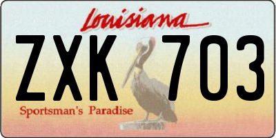 LA license plate ZXK703