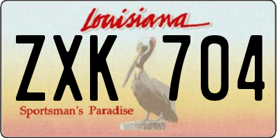 LA license plate ZXK704