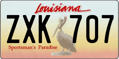 LA license plate ZXK707