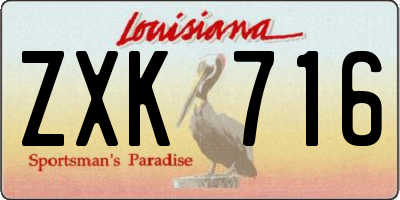 LA license plate ZXK716