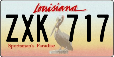 LA license plate ZXK717