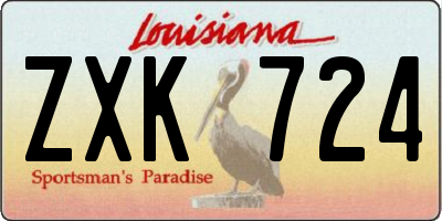 LA license plate ZXK724