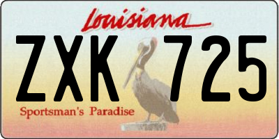 LA license plate ZXK725