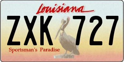 LA license plate ZXK727