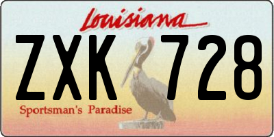 LA license plate ZXK728