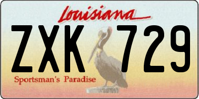 LA license plate ZXK729