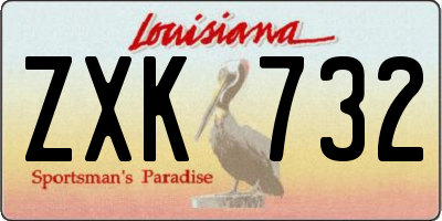 LA license plate ZXK732
