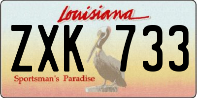 LA license plate ZXK733