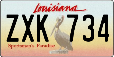 LA license plate ZXK734