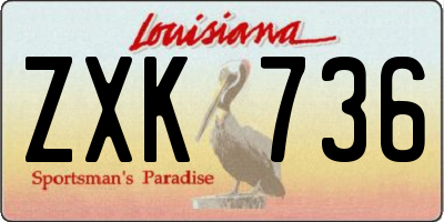 LA license plate ZXK736