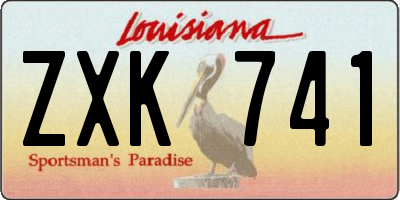 LA license plate ZXK741