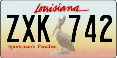 LA license plate ZXK742