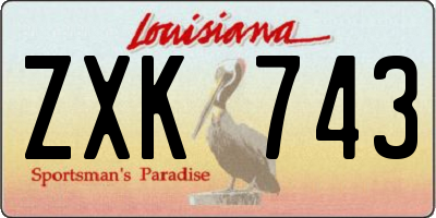 LA license plate ZXK743