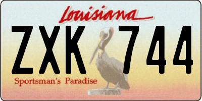 LA license plate ZXK744