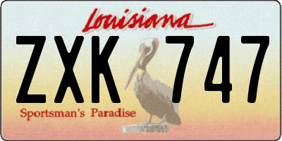 LA license plate ZXK747