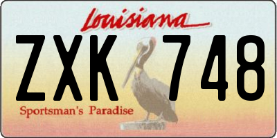 LA license plate ZXK748