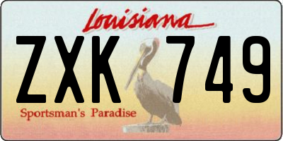 LA license plate ZXK749