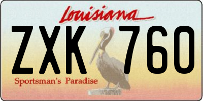 LA license plate ZXK760