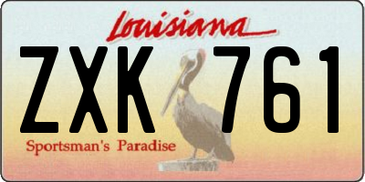 LA license plate ZXK761