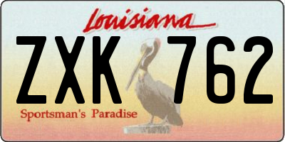 LA license plate ZXK762