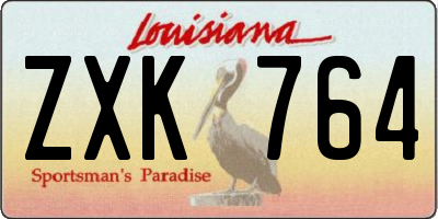 LA license plate ZXK764