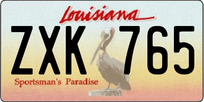 LA license plate ZXK765