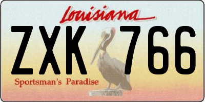 LA license plate ZXK766