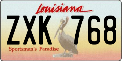 LA license plate ZXK768