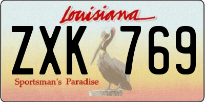 LA license plate ZXK769