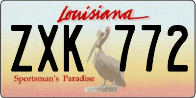 LA license plate ZXK772