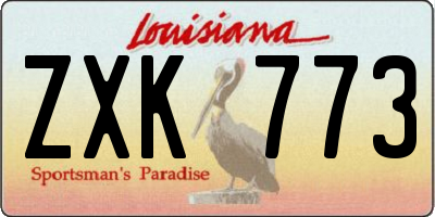 LA license plate ZXK773