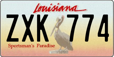LA license plate ZXK774
