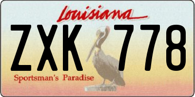 LA license plate ZXK778