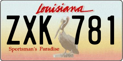 LA license plate ZXK781