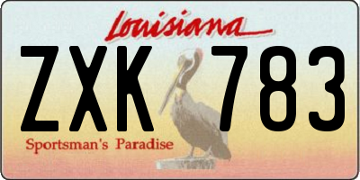 LA license plate ZXK783