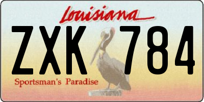 LA license plate ZXK784