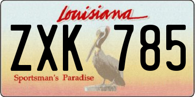 LA license plate ZXK785