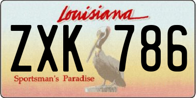 LA license plate ZXK786