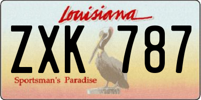 LA license plate ZXK787